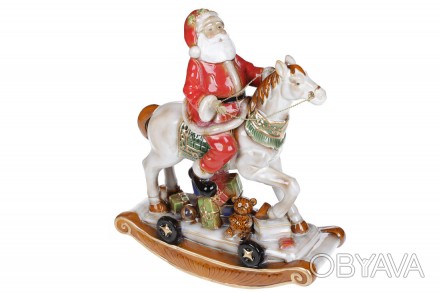 Декоративная керамическая фигура Санта на коне, 37см