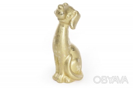 Декоративная статуэтка Собака 18см, цвет – золотой
Размер 7.5*6*18см
Материал: к. . фото 1
