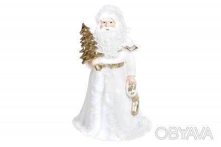 Декоративная статуэтка Санта, 23см, цвет – белый с шампанью.
Размер 14*12*23см
М. . фото 1