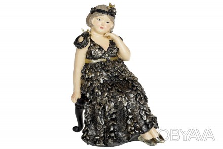 Декоративная статуэтка Дама в мечтах, 17.5см, цвет – черный с золотом
Размер 12.. . фото 1