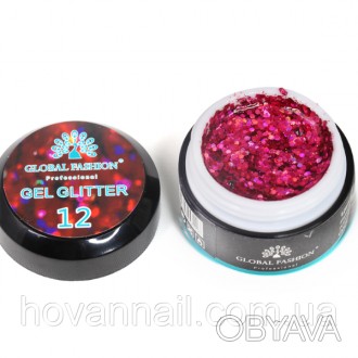 Гель Glitter “Global Fashion” состоит из блестящих шестигранников. Гель Glitter . . фото 1
