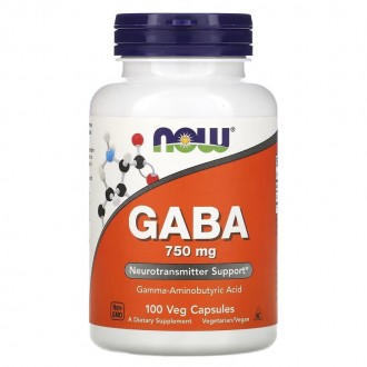 ГАМК Now Foods GABA 750 мг Нау Фудс Габа гамма-аминомасляная кислота 100 капсул:. . фото 2