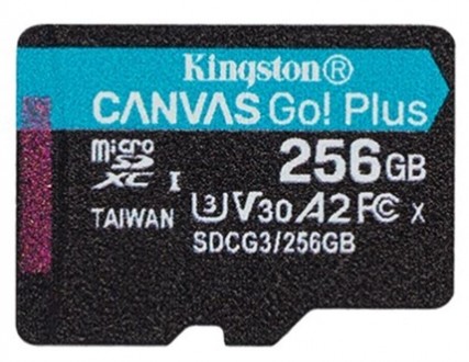 Карта пам`яті MicroSDXC 256GB UHS-I/U3 Class 10 Kingston Canvas Go! Plus R170/W9. . фото 2