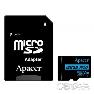 Карта пам`ятi MicroSDXC 128GB UHS-I/U3 Class 10 Apacer + SD adapter 
 
Отправка . . фото 1