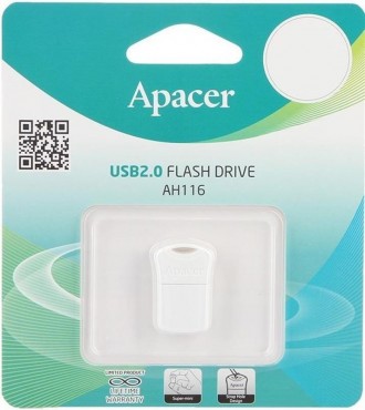 Флеш-накопичувач USB 16GB Apacer AH116 White 
 
Отправка данного товара производ. . фото 5
