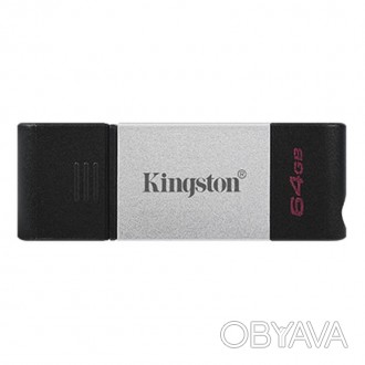 Флеш-накопичувач USB3.2 64GB Type-C Kingston DataTraveler 80 Grey/Black 
 
Отпра. . фото 1