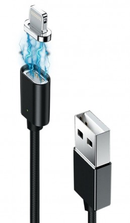 Кабель Grand-X USB-Lightning, магнітний, 1м, Black 
 
Отправка данного товара пр. . фото 2