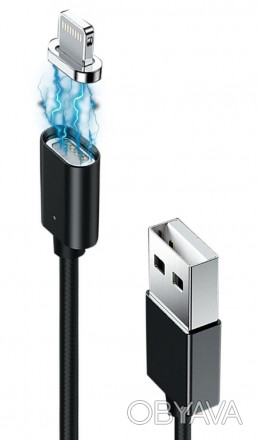 Кабель Grand-X USB-Lightning, магнітний, 1м, Black 
 
Отправка данного товара пр. . фото 1