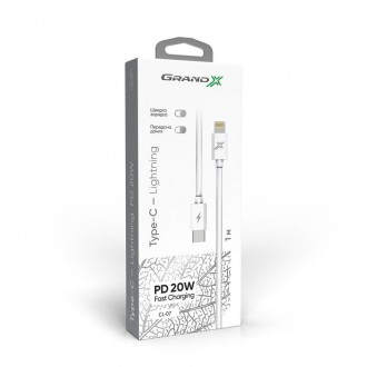 Кабель Grand-X USB-C-Lightning, Power Delivery, 20W, 1м, White 
 
Отправка данно. . фото 4
