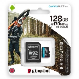 Карта пам`яти MicroSDXC 128GB UHS-I/U3 Class 10 Kingston Canvas Go! Plus R170/W9. . фото 4