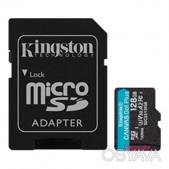 Карта пам`яти MicroSDXC 128GB UHS-I/U3 Class 10 Kingston Canvas Go! Plus R170/W9. . фото 1