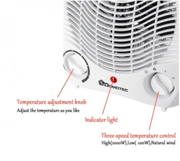 
Нагрівач дуйка, 2000 Вт захист від перегрівання Domotec MS-5901, тепловентилято. . фото 5