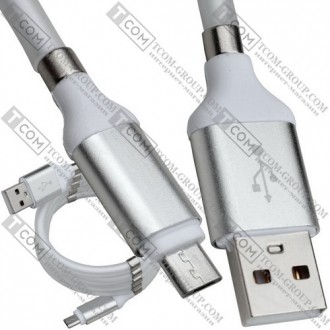 Шнур штекер USB А — штекер micro USB, магнітна змотка, 1 м, білий
Шнур призначен. . фото 2