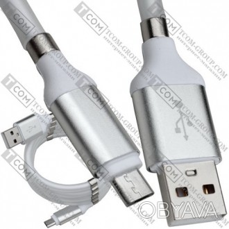 Шнур штекер USB А — штекер micro USB, магнітна змотка, 1 м, білий
Шнур призначен. . фото 1