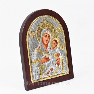 Серебряная Икона Вифлеемская Дева Мария с Греции - арочной формы на дереве. . фото 4