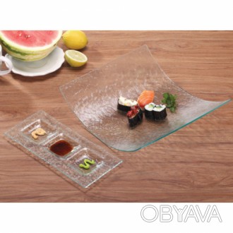 Набор для суши "Somite" 2 предмета состоит из изогнутого стеклянного блюда прямо. . фото 1
