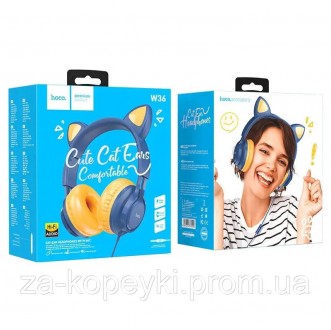Качественные наушники HOCO Cat Ear Headphones W36 – яркие и красивые, отличный п. . фото 5