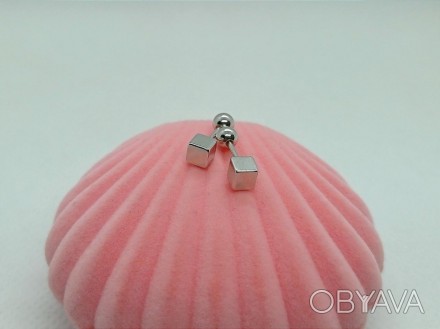 Серебряные женские серьги "Кубики", стерлинговое серебро S 925 проба