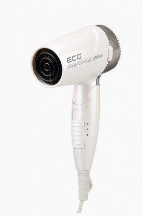 Фен для сушки и укладки волос складной дорожный ECG VV 1200 travel S белый 
Для . . фото 3