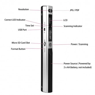 
Сканер портативный ручной iScan mini, А4, до 900 DPI 32 Bit, SD до 32Гб, USB + . . фото 5