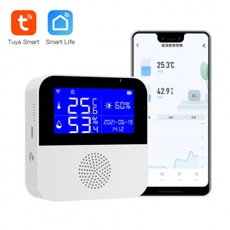 Электронный WiFi термометр ThermoPro Home, гигрометр, датчик освещённости, часы . . фото 2