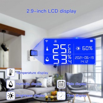 Электронный WiFi термометр ThermoPro Home, гигрометр, датчик освещённости, часы . . фото 6