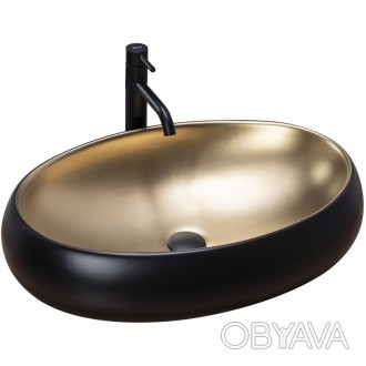 Умывальник Melania Black / Gold идеально подходящий для современных ванных комна. . фото 1