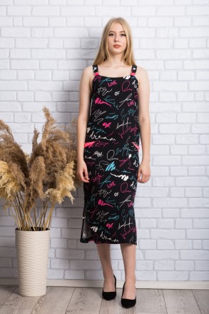 
Летнее платье сарафан производство Турция. Крой прямой, длина средняя, юбка пря. . фото 2
