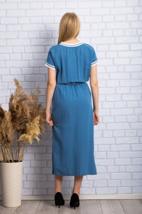 
Летнее платье производство Турция. Крой приталенный, длина средняя, юбка прямая. . фото 4