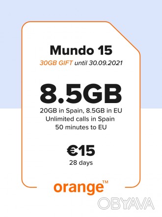Сим-карта Orange Mundo Total 10GB. Мобильный интернет в Европе с пакетом 10Гб.
. . фото 1
