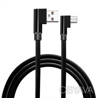 Micro usb кабель c Г-образными разъёмами - 2 метра, черный