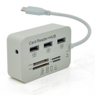 Хаб Type-C алюминиевый, 3 порта USB 3.0+ Card Reader, 20 см, White, Пакет. Кривий Ріг. фото 1
Хаб Type-C алюминиевый, 3 порта USB 3.0+ Card Reader, 20 см, White, Пакет. Кривий Ріг. фото 1