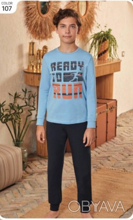 Пижама для мальчика Арт. 9606-107
Цвет: голубая с черным
Состав: 95% хлопок 5% э. . фото 1