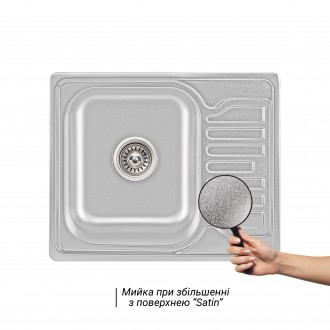 Кухонна мийка Lidz 5848 0,8 мм Satin виготовлена з високоякісної нержавіючої ста. . фото 4