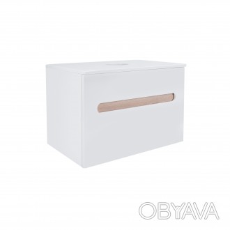 Підвісна тумба Qtap Virgo 700х476х469 White/Whitish oak зі стільницею QT1879TPА7. . фото 1