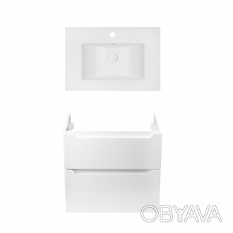 Комплект Qtap тумба підвісна Scorpio 700х585х460 мм White + раковина урізна Alba. . фото 1