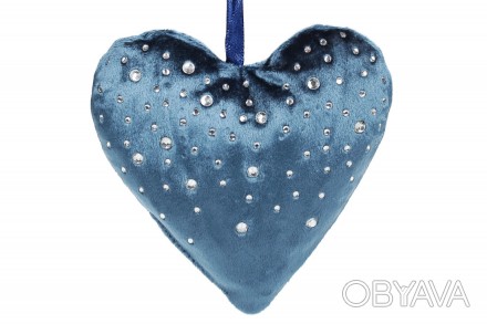 Подвесной бархатный декор со стразами Сердце, 13см, цвет – ночной синий
Размер 1. . фото 1
