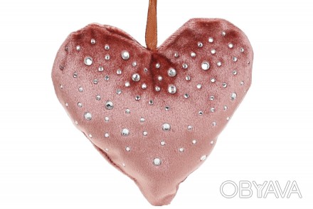 Подвесной бархатный декор со стразами Сердце, 13см, цвет - карминово-розовый
Раз. . фото 1