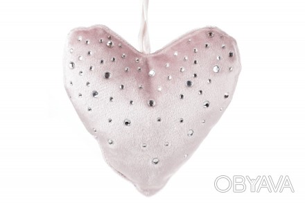 Подвесной бархатный декор со стразами Сердце, 13см, цвет - бледно-розовый
Размер. . фото 1