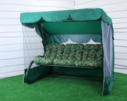 Садовые качели ТАИТИ с синтепоновой подушкой (вензеля на зеленом фоне) Бесплатна. Киев. фото 1
