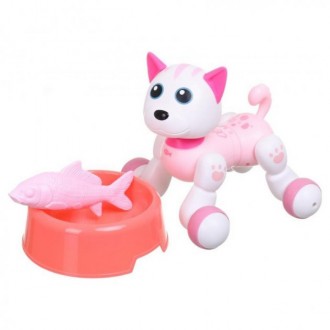 Игрушка детская котик-интерактивный робот 15см розовый Робот на колесах имеет ре. . фото 4