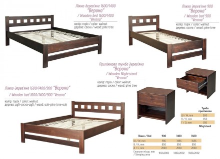 Ліжко дерев'яна колекції "Верона"!
Ліжко виготовлене з натурального дерева Сосна. . фото 3