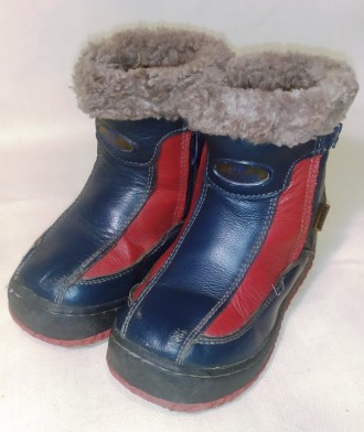 Дитячі зимові черевички, кольори - червоний з синім.
НАТУРАЛЬНА ШКІРА, НЕ КОЖЗА. . фото 2