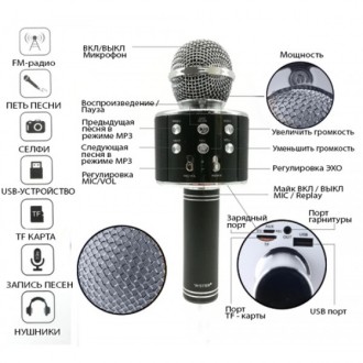Мікрофон Караоке Wster WS-858 покращена версія мікрофонів моделей серії Q, творц. . фото 5