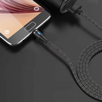 Магнітний кабель для заряджання Topk USB 1m Quick Charge 5A MicroUSB Black зі шв. . фото 3