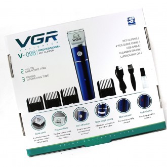  VGR V-098VGR V-098 акумуляторна бездротова машинка для стрижки собак та котів. . . фото 7