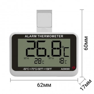 Електронний термометр для холодильників з індикацією верхньої та нижньої точки т. . фото 3