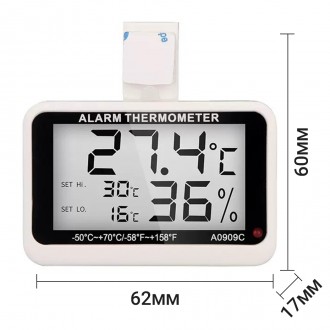 Електронний термометр з гігрометром для холодильників з індикацією верхньої та н. . фото 6