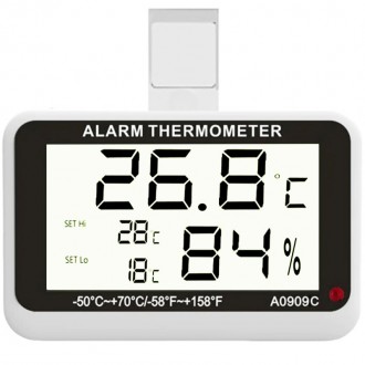 Електронний термометр з гігрометром для холодильників з індикацією верхньої та н. . фото 2
