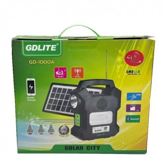 Портативная солнечная автономная система Solar GDLite GD-1000A + FM радио + Blue. . фото 6